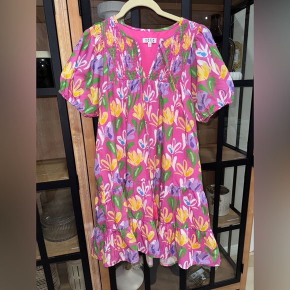 TCEC On My Mind Mini Dress floral smocked short puff sleeve Shop The Mint tiered - Picture 4 of 8